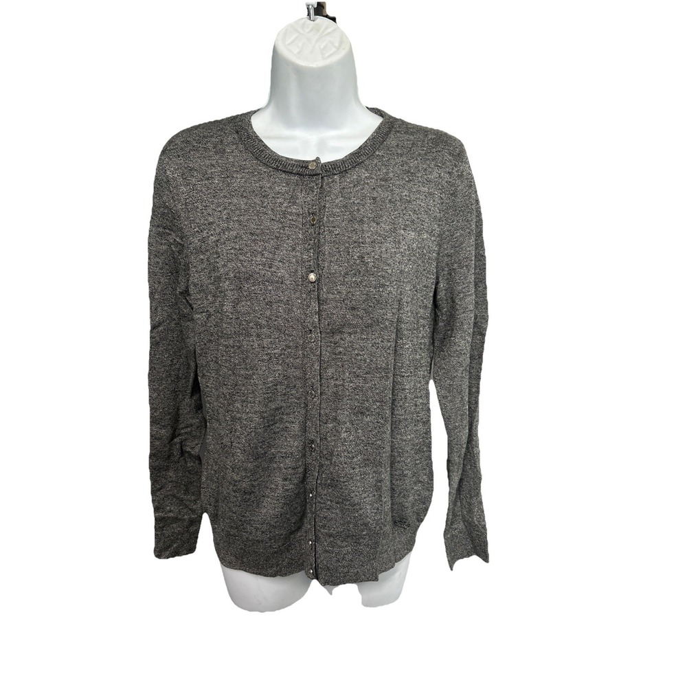 Calvin Klein Women's Medium Gray Button Front‎ Cardigan Stretch Business Preppy